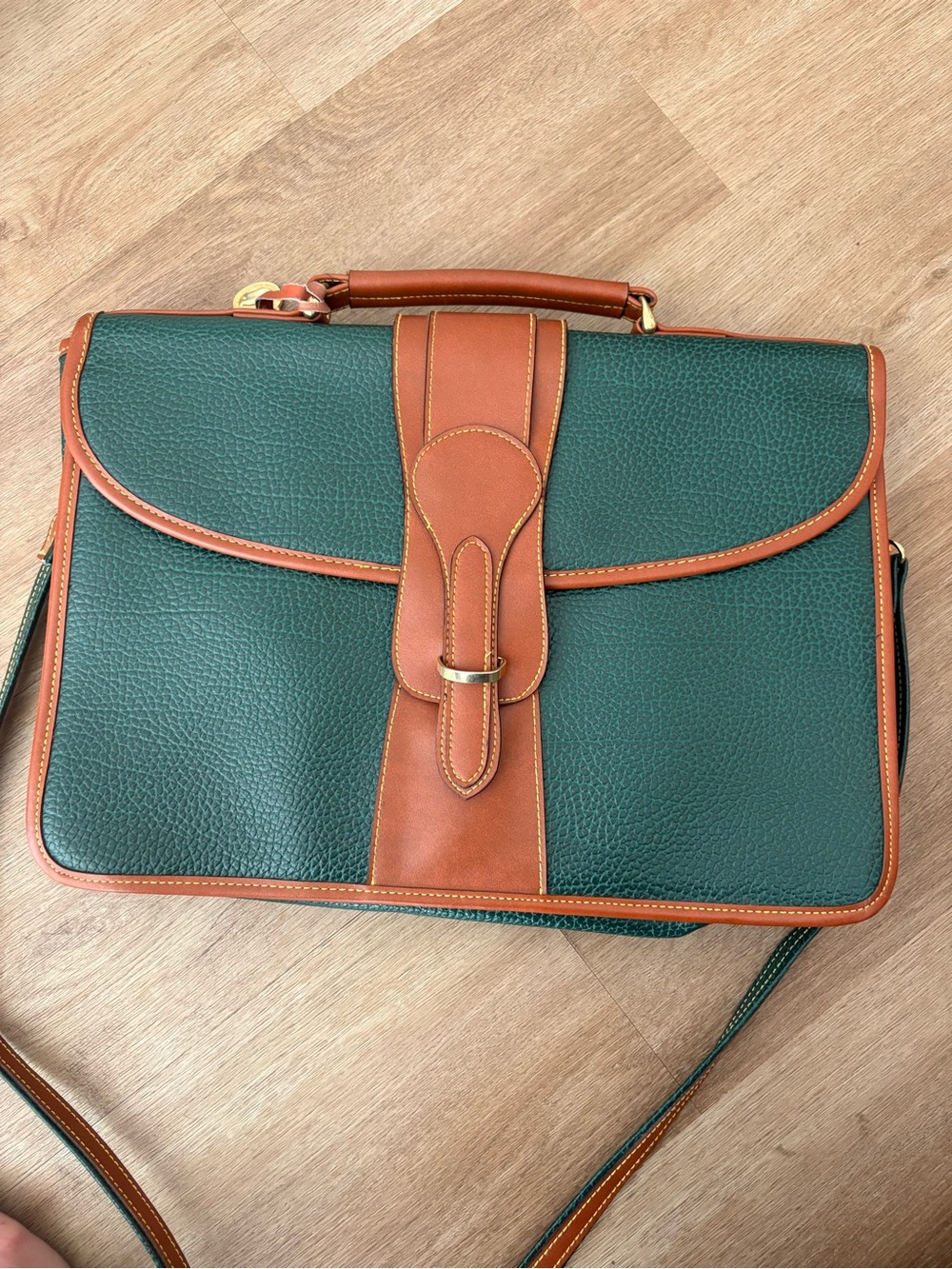 Dooney & Bourke Green Pebbled Leather Laptop Bag